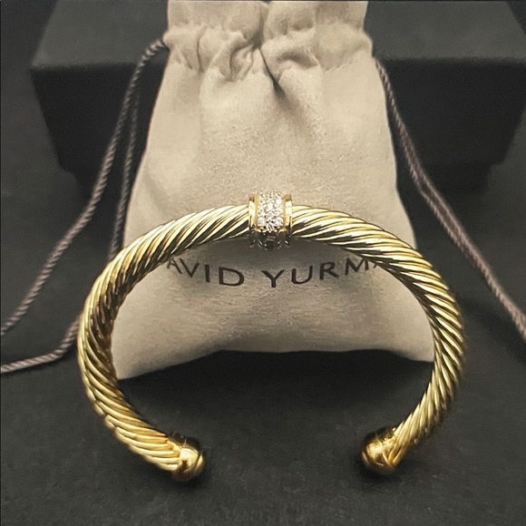 David Yurman Gold Cable Bracelet with Diamond Accent - Picture 1 of 7